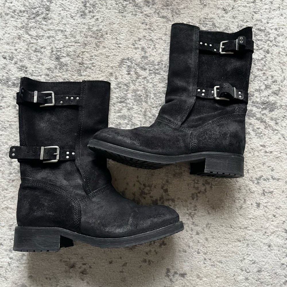 Diesel Biker boots - Black Suede Oiled finish. Never out of Fashion